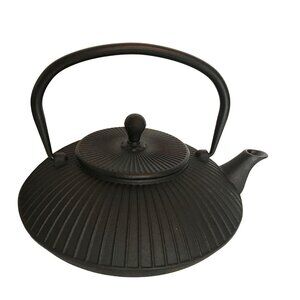 Bauscher Germany Cast Iron Teapot With Strainer 38.9 oz Black Made by Playground